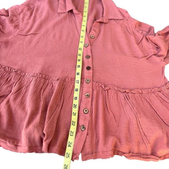 WISHLIST APPAREL women’s size L dusty coral button-down blouse - Picture 10 of 10
